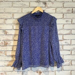 Banana Republic blue long sleeve cowl neck top size XL